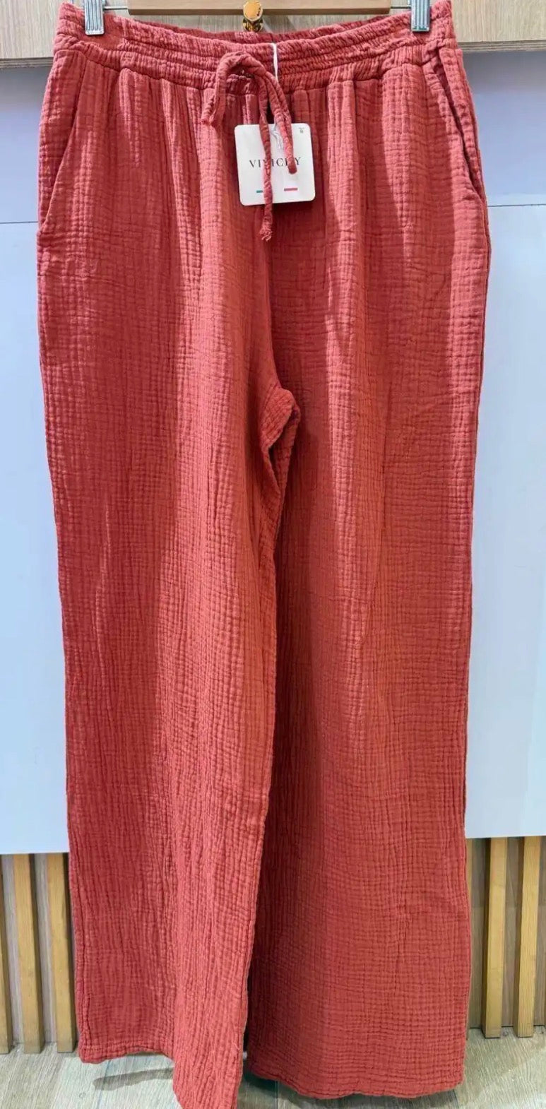 Pantalón de gasa de algodón 36-42