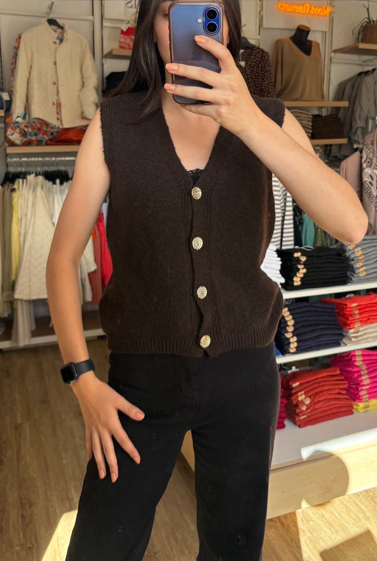 Gilet bouton doré 36-44