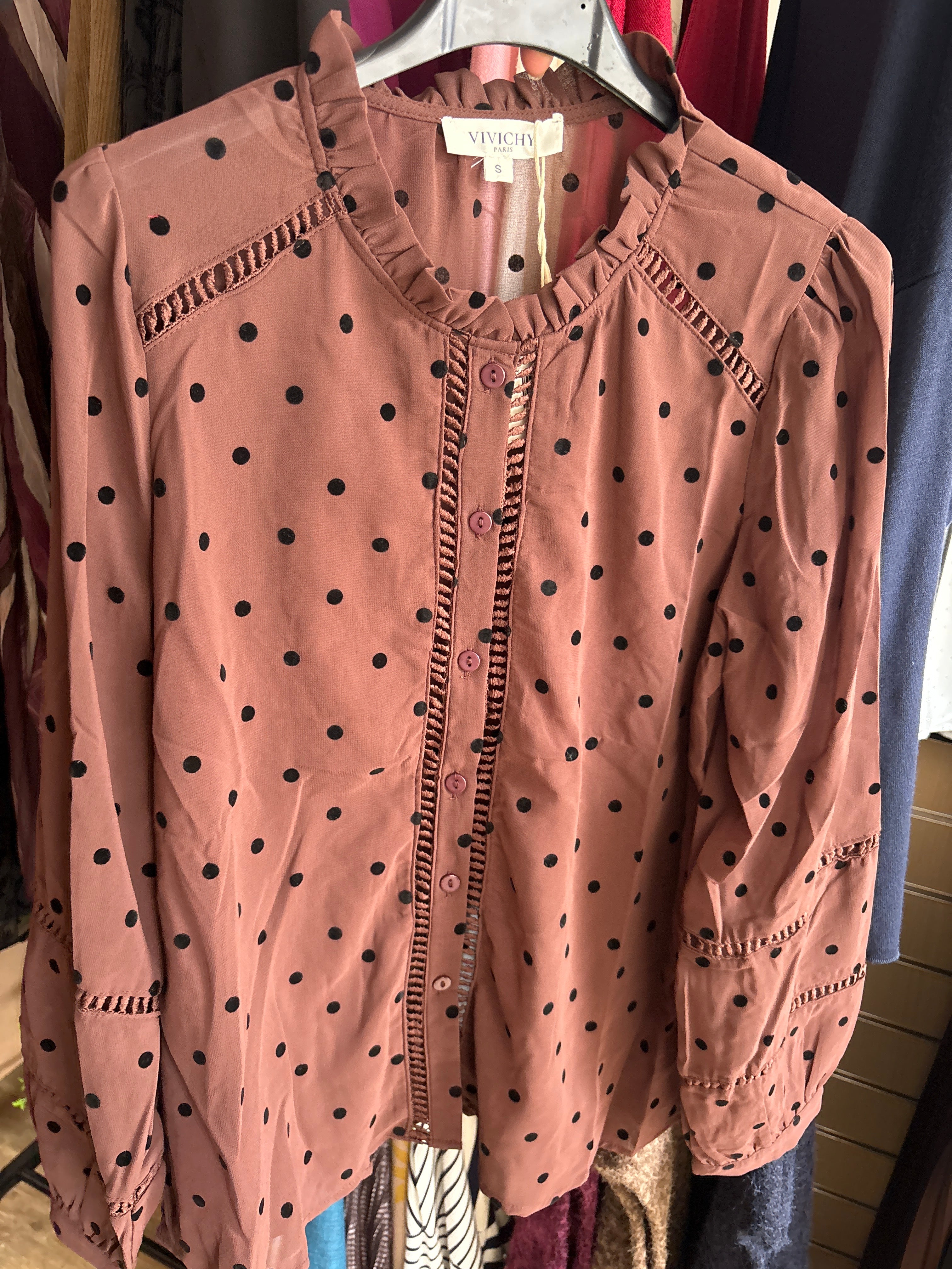 Chemisier pois marron