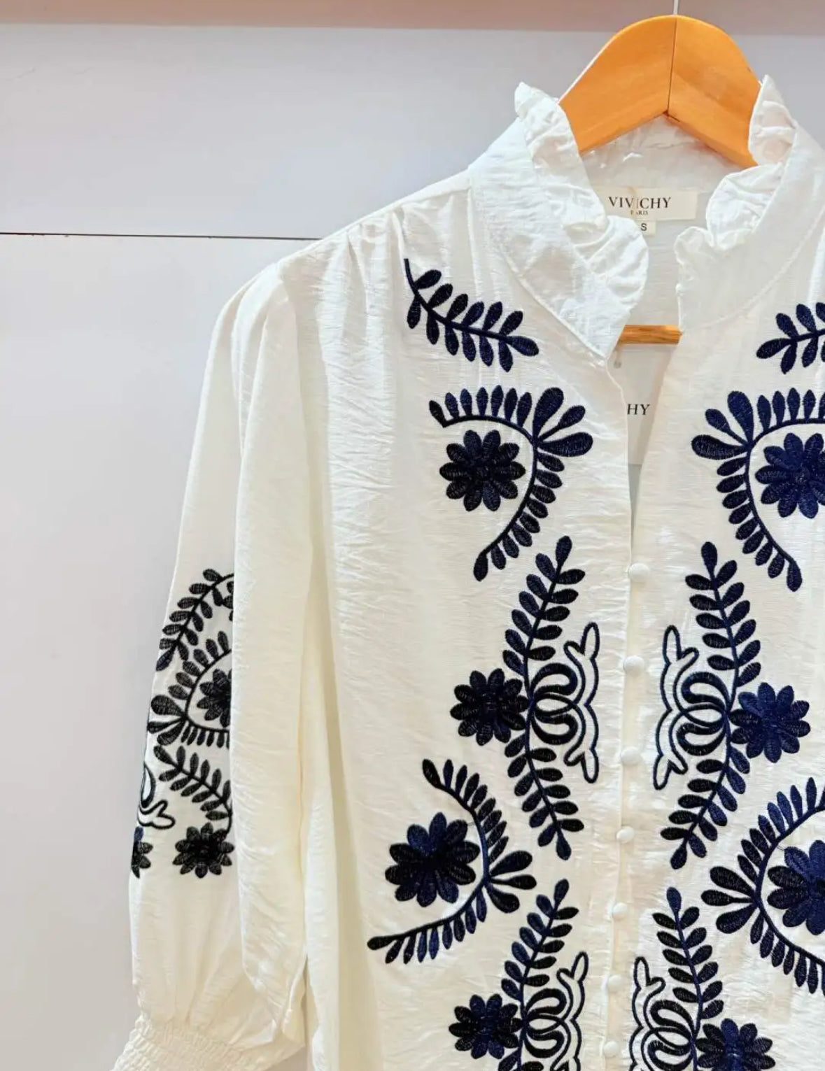 Chemisier brodé fleurs