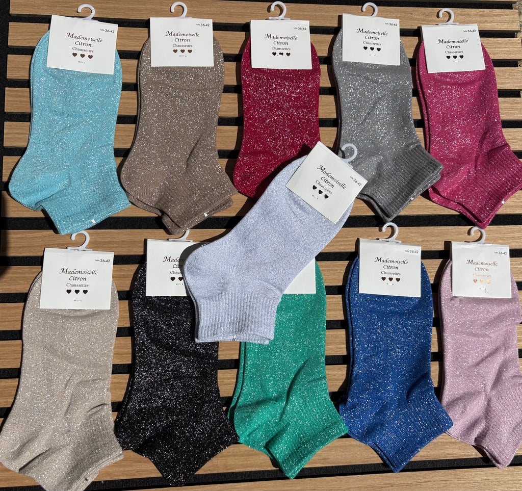 Chaussettes paillettes unies