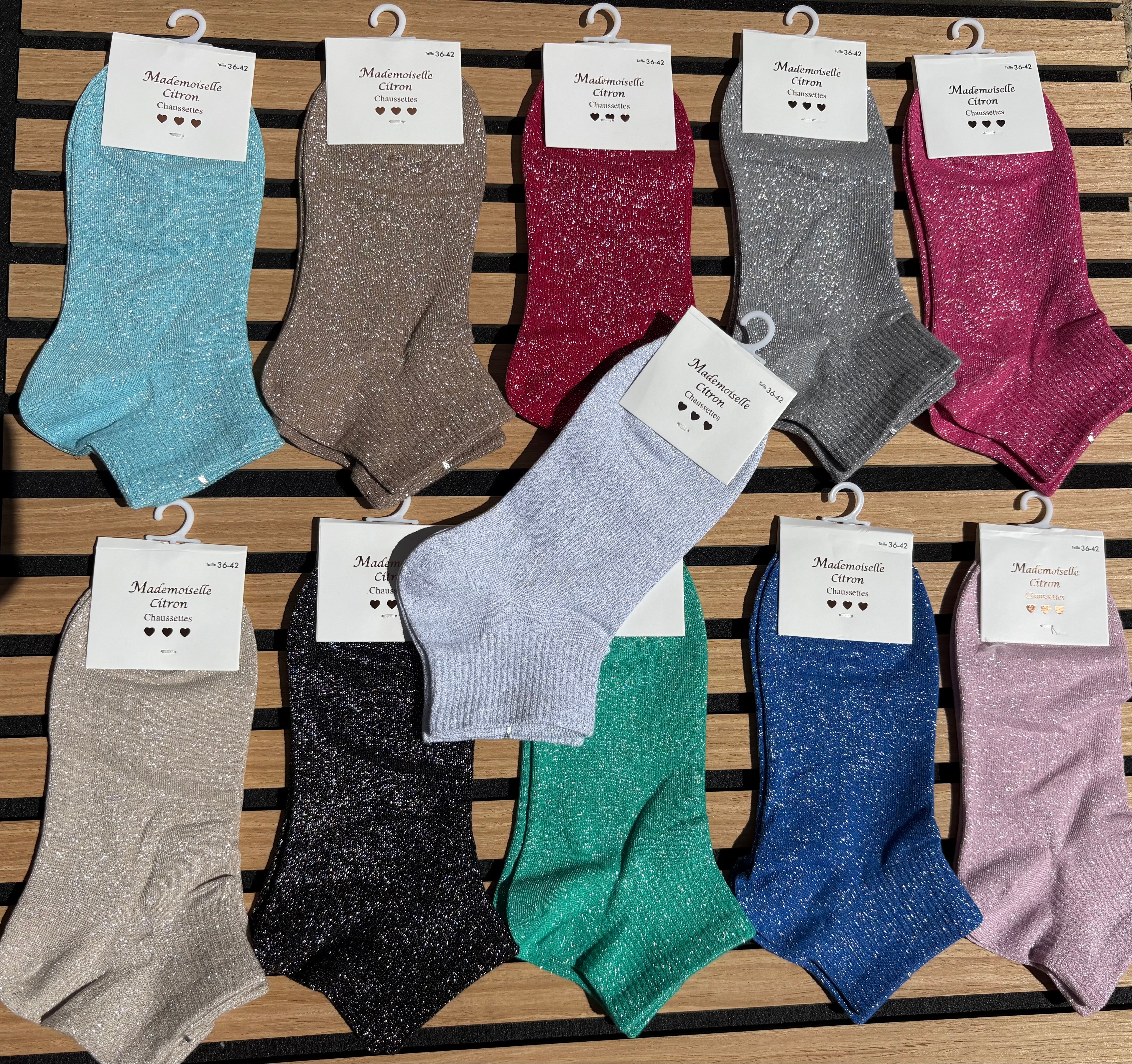Chaussettes paillettes unies