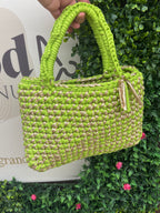 Sac crochet or/vert