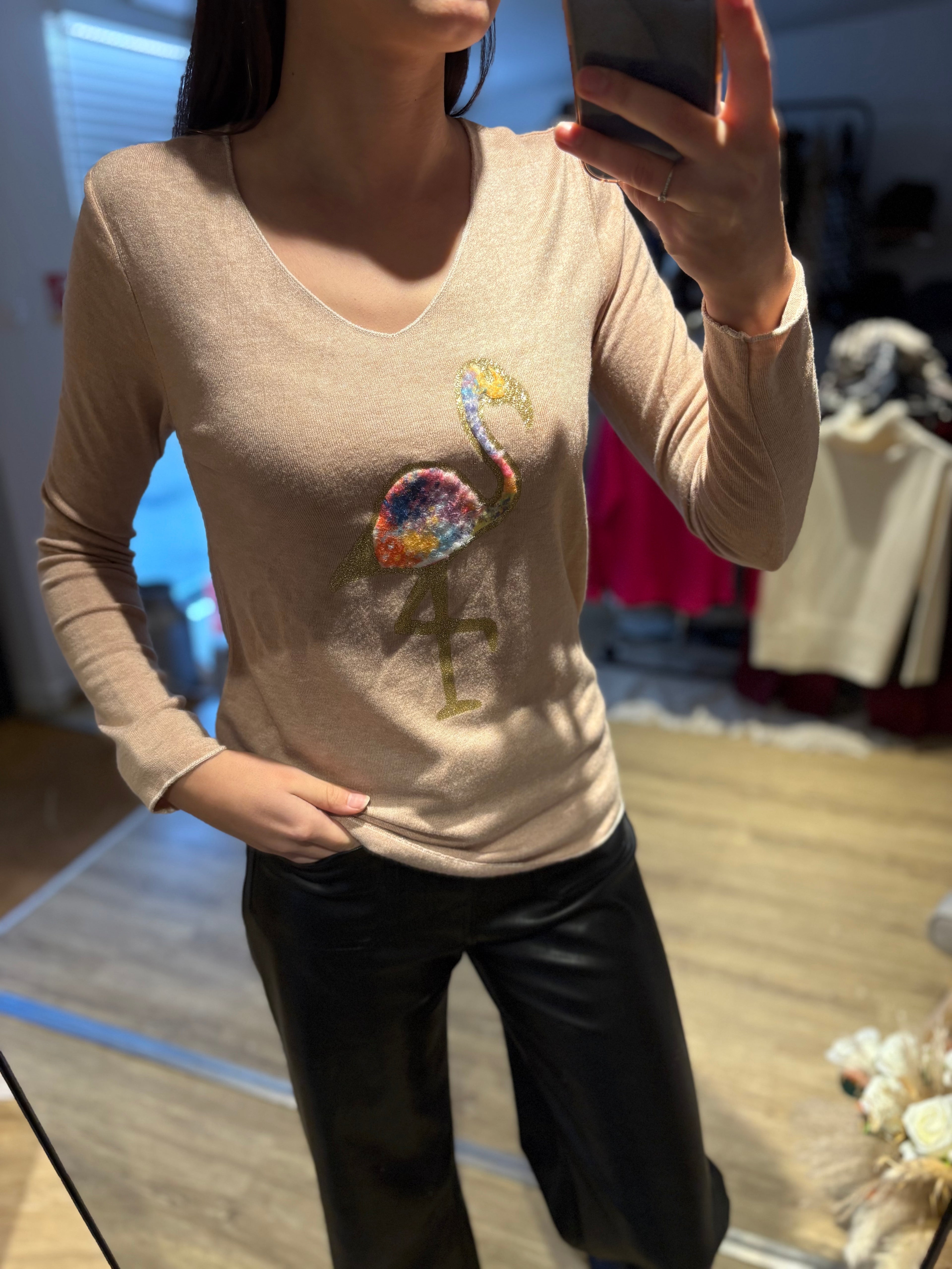 Pull Flamant rose 36-40