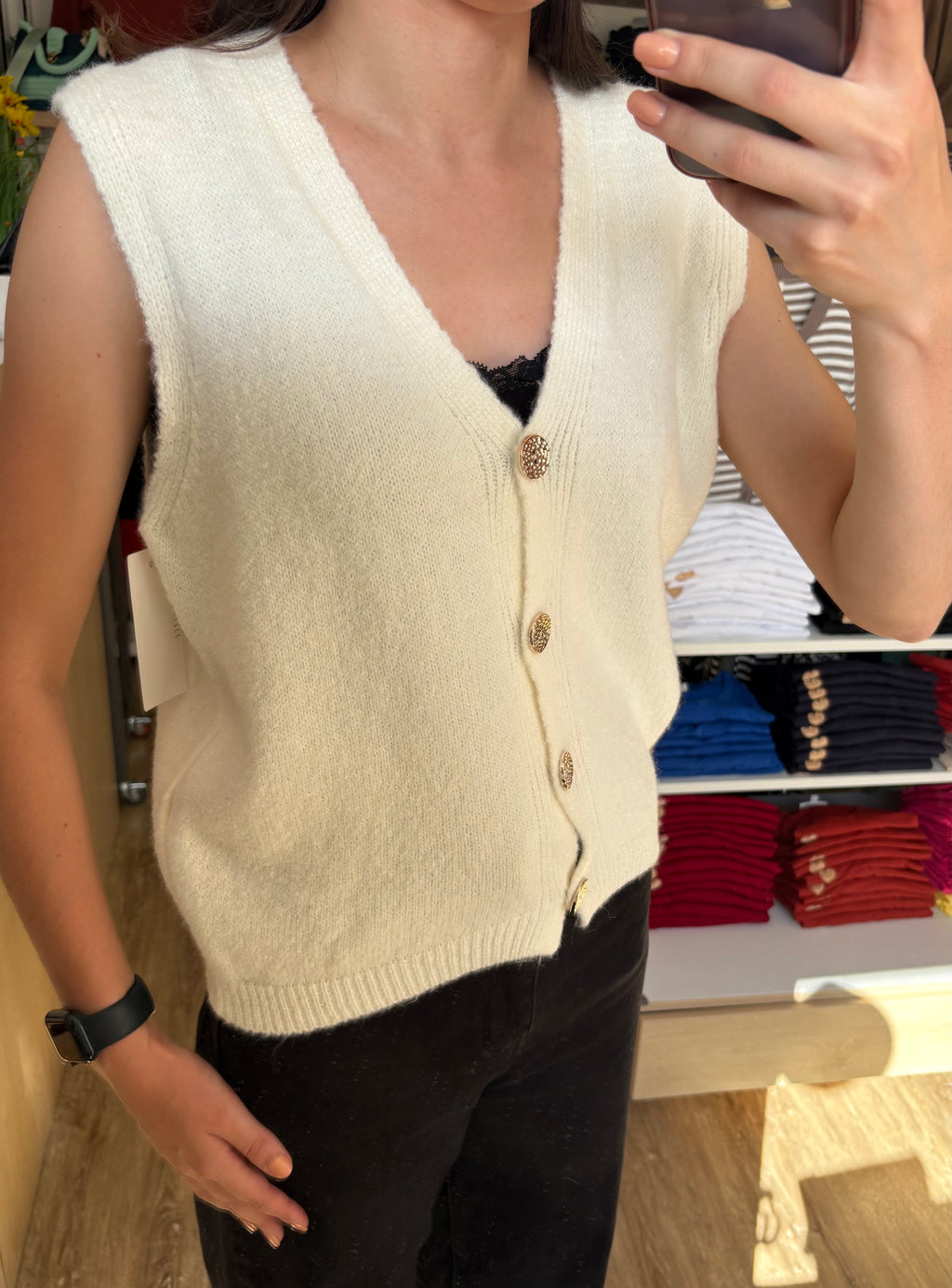 Gilet bouton doré 36-44