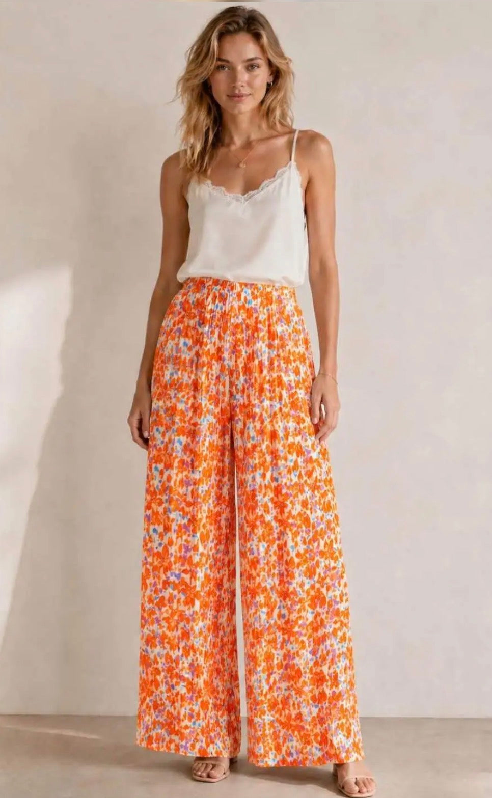 Pantalon plissé fleurs