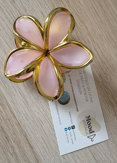 Pince à cheveux fleur avec liseré doré