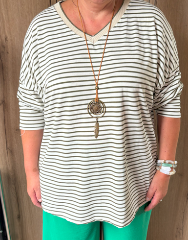 Pull marinière + collier 42-48