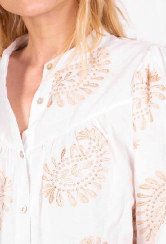 Chemisier blanc/or