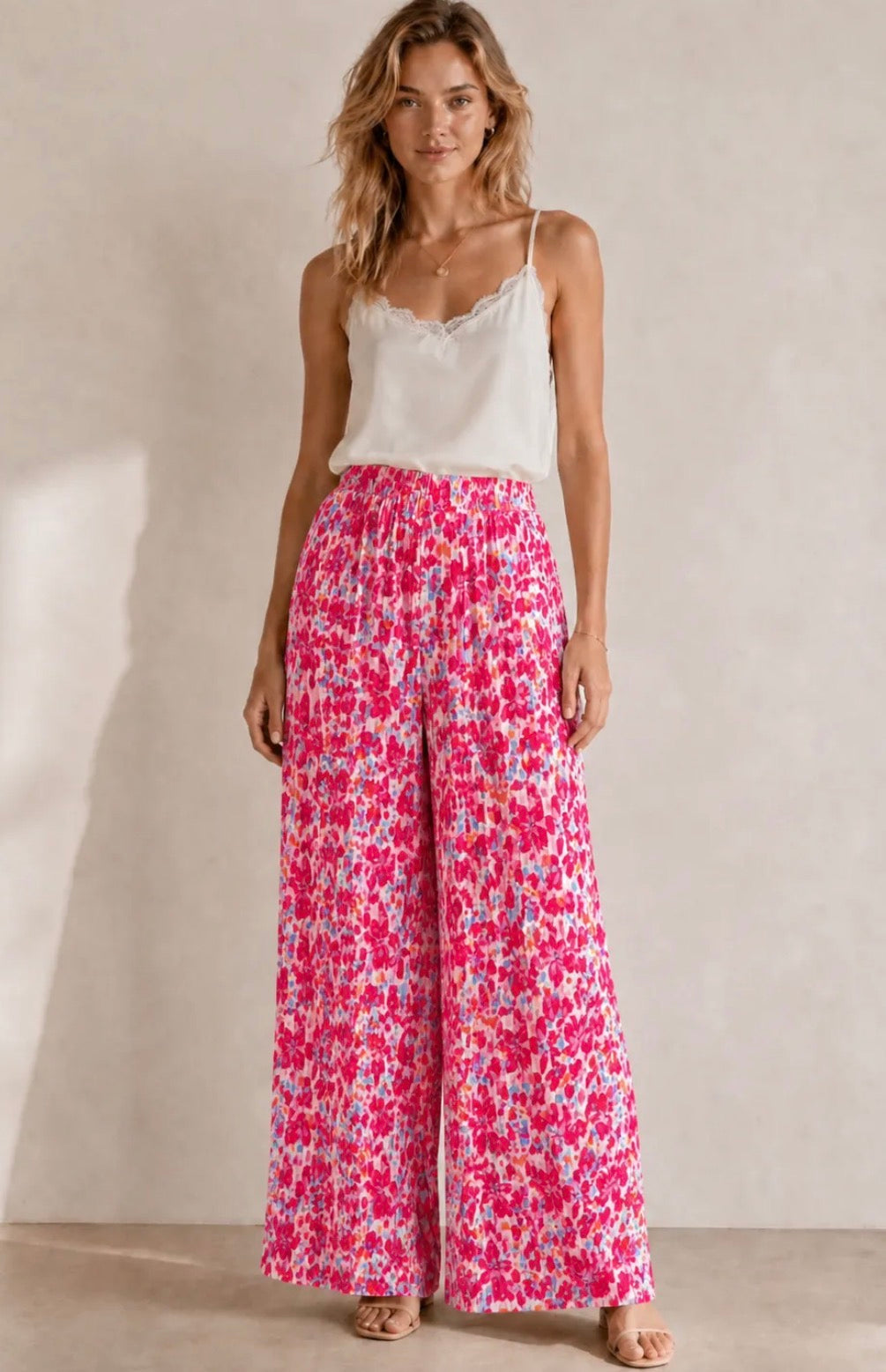 Pantalon plissé fleurs