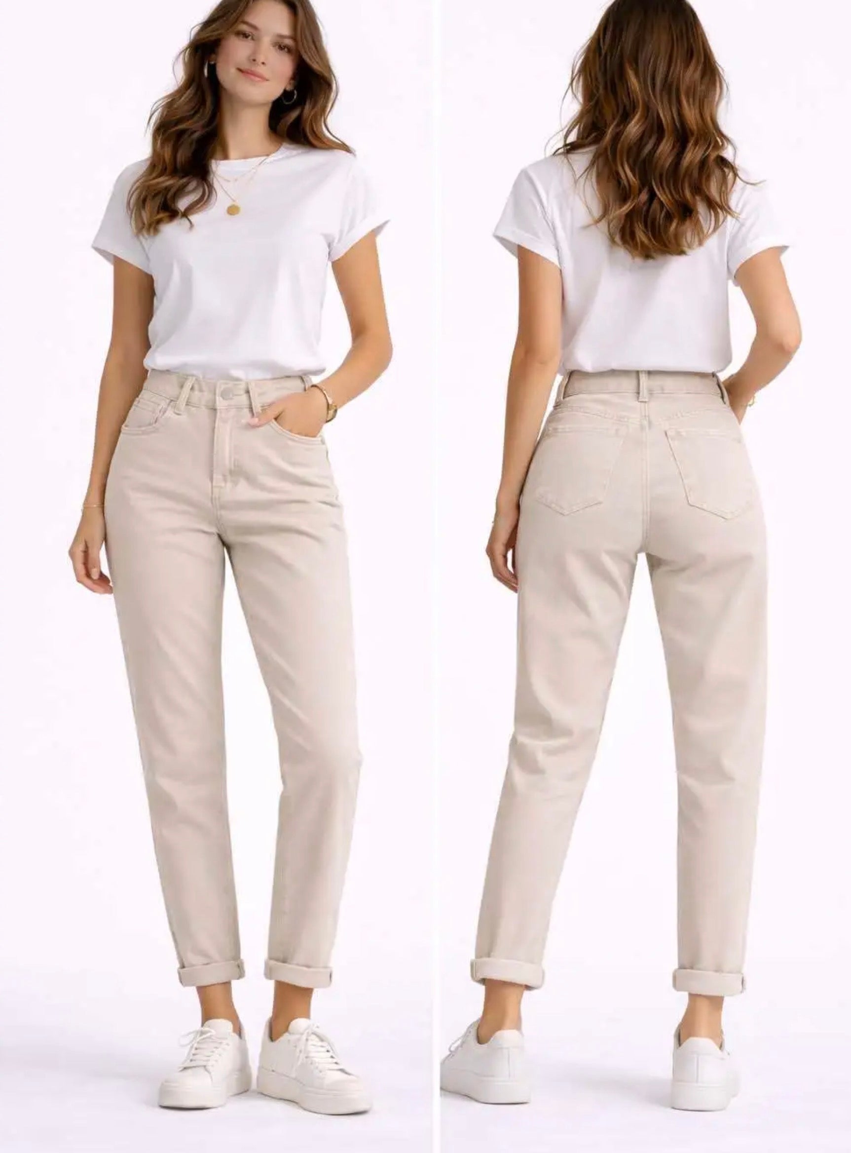 Jeans mom fit beige