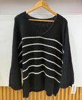 Pull col V rayures 38-46
