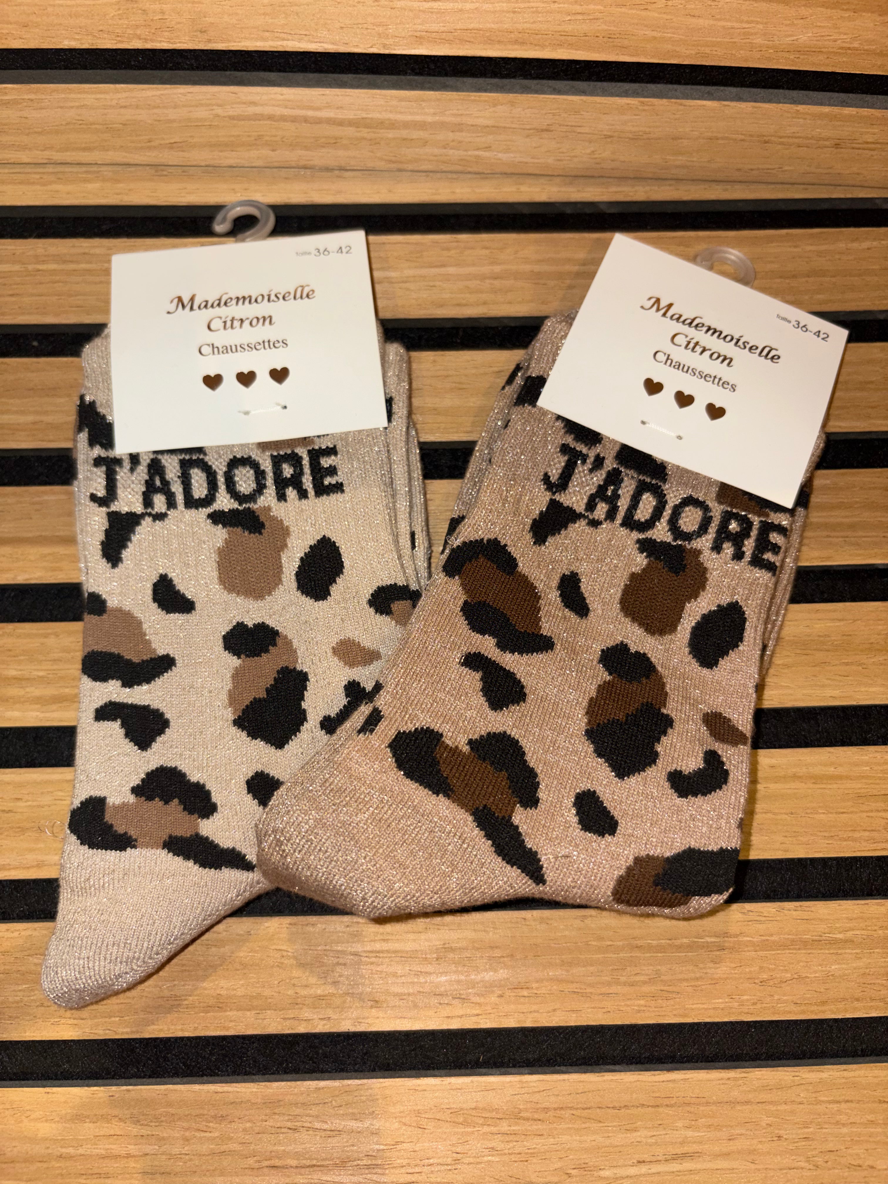 Chaussettes léopard « J’adore »