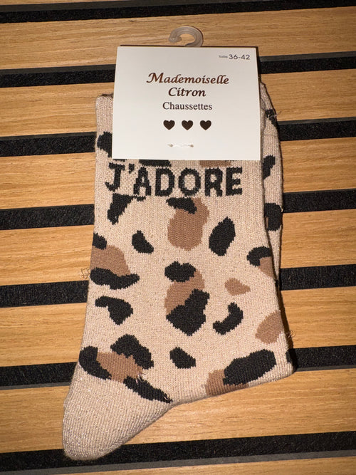Chaussettes léopard « J’adore »