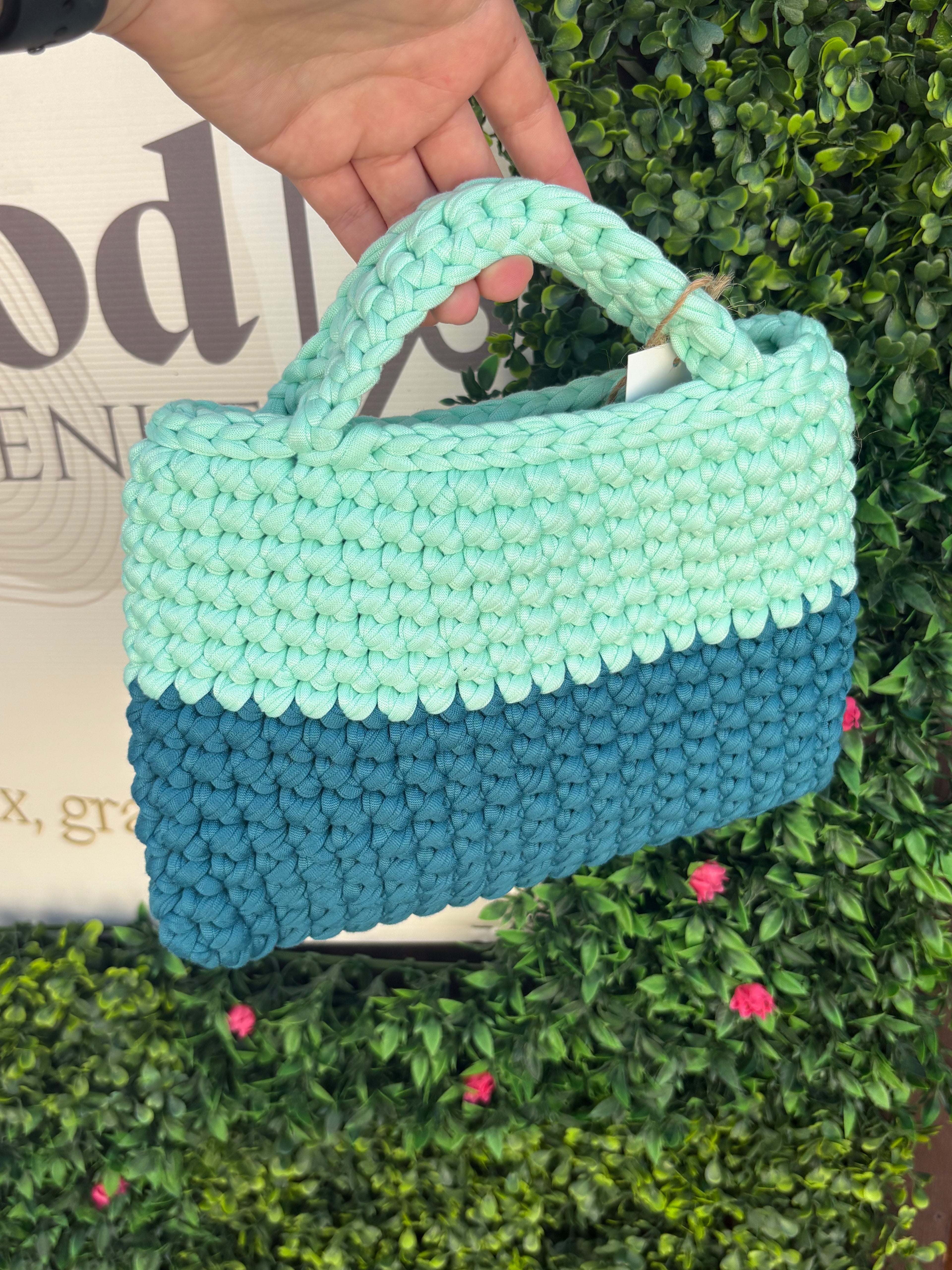 Sac crochet bleu