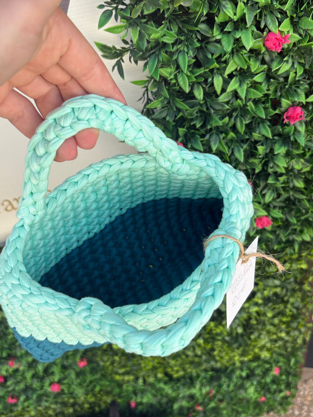 Sac crochet bleu