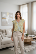 Top fleuri jaune – 40/42 – salon